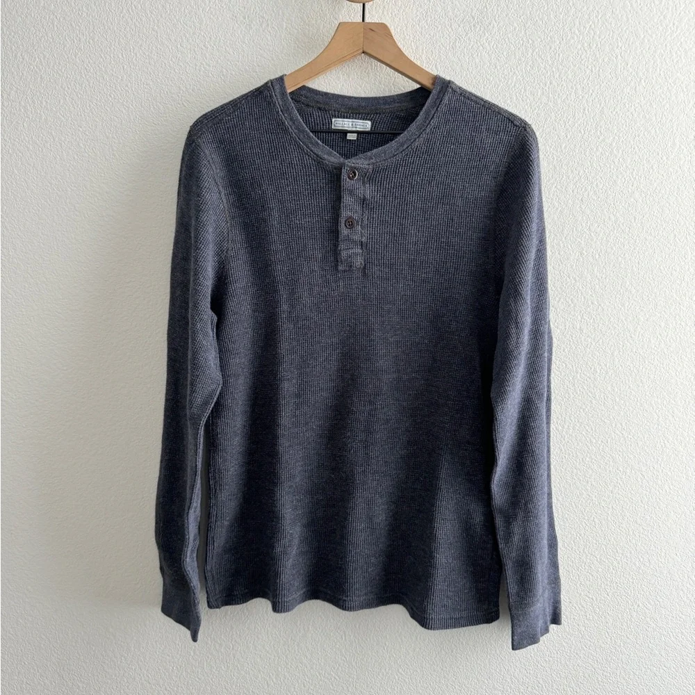 Wallace & Barnes Blue Waffle-Knit Henley